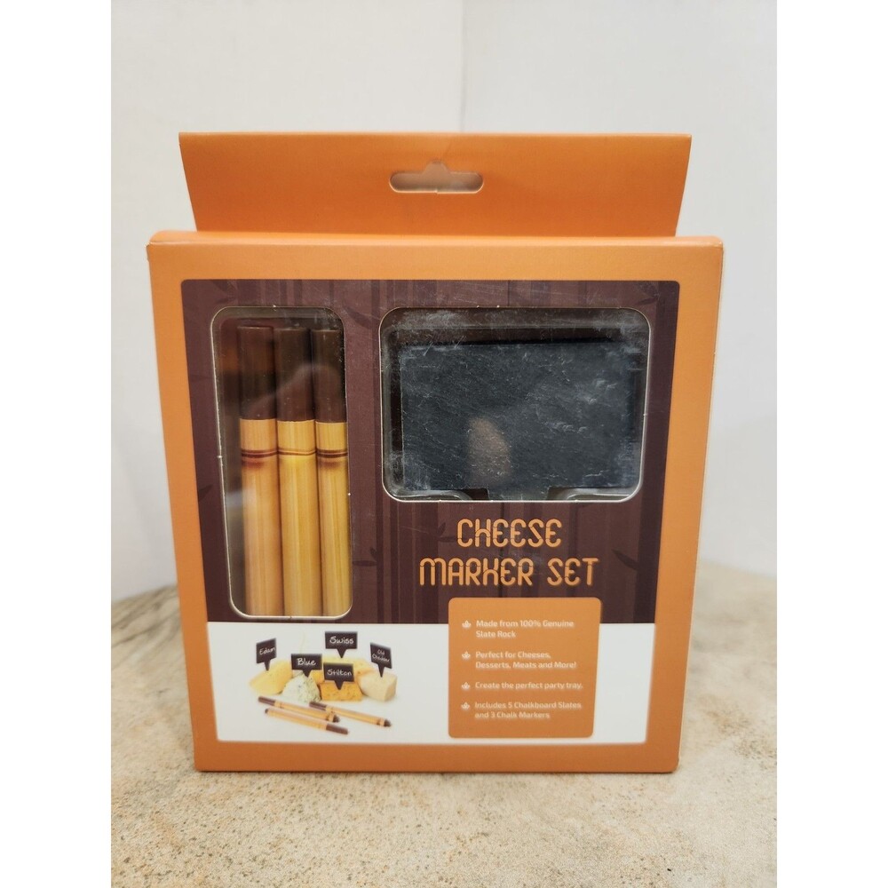 Bambusi Natural Black Slate Cheese Marker Set Brand New BAM-LWM